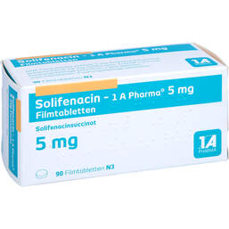 Abbildung: Solifenacin-1A Pharma 5 mg Filmtabletten 90 St, Filmtabletten PZN 14440932