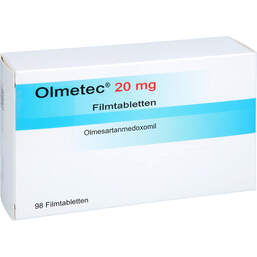 Abbildung: Olmetec 20 mg Filmtabletten 98 St, Filmtabletten PZN 14441860