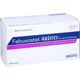 Abbildung: Febuxostat Aristo 80 mg Filmtabletten 84 St, Filmtabletten PZN 14447118