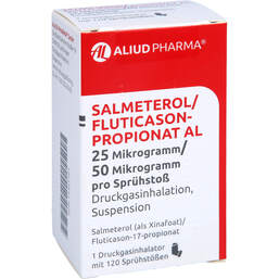 Abbildung: Salmeterol / Fluticasonpropionat AL 25µg / 50µg 120 1 St, Dosieraerosol PZN 14465205