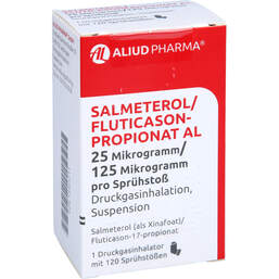 Abbildung: Salmeterol / Fluticasonpropionat AL 25µg / 125µg 120 1 St, Dosieraerosol PZN 14465211