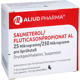 Abbildung: Salmeterol / Fluticasonpropionat AL 25µg / 250µg 3x120 3 St, Dosieraerosol PZN 14465257