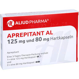 Abbildung: Aprepitant AL 125 mg und 80 mg Hartkapseln 3 St, Hartkapseln PZN 14853031