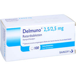Abbildung: Delmuno 2,5 / 2,5 mg Retardtabletten 100 St, Retard-Tabletten PZN 14854645