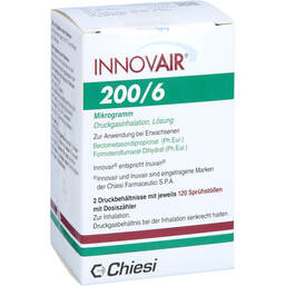 Abbildung: Inuvair 200 / 6 µg 120 Hub Druckgasinhalat 2 St, Inhalat PZN 14886415