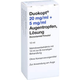Abbildung: Duokopt 20 mg / ml + 5 mg / ml Augentropfen 10 ml, Augentropfen PZN 15191017