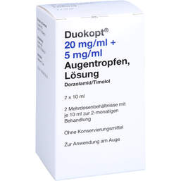Abbildung: Duokopt 20 mg / ml + 5 mg / ml Augentropfen 2X10 ml, Augentropfen PZN 15191023