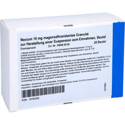 Abbildung: Nexium 10 mg magensaftresistent Granulat z.Her.einer Suspension zum Einnehmen Btl 28 St, Magensaftresistentes Granulat PZN 15193252