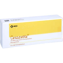 Abbildung: Cerazette 75 Mikrogramm Filmtabletten 6X28 St, Filmtabletten PZN 15193430