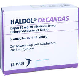 Abbildung: Haldol decanoas Depot 50 mg / ml Injektionslösung i.e.Ampulle 5X1 ml, Injektionslösung PZN 15194300