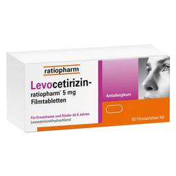 Abbildung: Levocetirizin-ratiopharm 5 mg Filmtabletten Filmtabletten, 50 St PZN 15197741