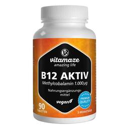 Abbildung: B12 Aktiv 1.000 µg vegan Tabletten 90 St, Tabletten PZN 15198887