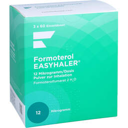 Abbildung: Formoterol Easyhaler 12 µg / Dosis P.z.Inh.3x60 ED 3 St, Inhalationspulver PZN 15202241