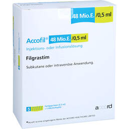 Abbildung: Accofil 48 Mio.E. / 0,5 ml Injektion / Infusionslösung i.e.FS 5 St, Fertigspritzen PZN 15203275