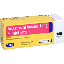 Abbildung: Anastrozol Accord 1 mg Filmtabletten 100 St, Filmtabletten PZN 15205067