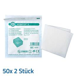 Abbildung: Nobatop 8 Kompressen 7,5x7,5 cm steril 50X2 St, Kompressen PZN 15205908