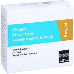 Abbildung: Timolol Micro Labs 5 mg / ml Augentropfen Lösung 3X5 ml, Augentropfen PZN 15228275