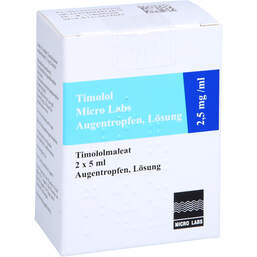 Abbildung: Timolol Micro Labs 2,5 mg / ml Augentropfen Lösung 2X5 ml, Augentropfen PZN 15228335