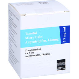 Abbildung: Timolol Micro Labs 2,5 mg / ml Augentropfen Lösung 4X5 ml, Augentropfen PZN 15228358