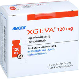 Abbildung: Xgeva 120 mg Injektionslösung i.e.Durchstechflasche  1 St, Injektionslösung PZN 15232176