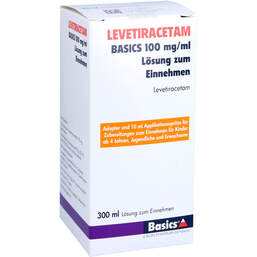 Abbildung: Levetiracetam Basics 100 mg / ml Lösung zum Einnehmen 10ml Ap. 300 ml, Lösung zum Einnehmen PZN 15233661