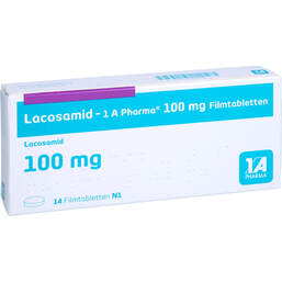 Abbildung: Lacosamid-1A Pharma 100 mg Filmtabletten 14 St, Filmtabletten PZN 15235683