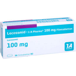 Abbildung: Lacosamid-1A Pharma 100 mg Filmtabletten 56 St, Filmtabletten PZN 15235708