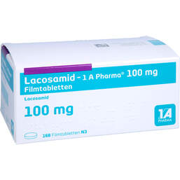Abbildung: Lacosamid-1A Pharma 100 mg Filmtabletten 168 St, Filmtabletten PZN 15235714