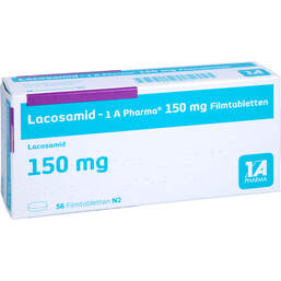 Abbildung: Lacosamid-1A Pharma 150 mg Filmtabletten 56 St, Filmtabletten PZN 15235720
