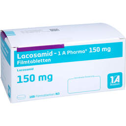 Abbildung: Lacosamid-1A Pharma 150 mg Filmtabletten 168 St, Filmtabletten PZN 15235737