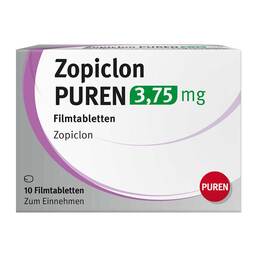 Abbildung: Zopiclon Puren 3,75 mg Filmtabletten 10 St, Filmtabletten PZN 15237185