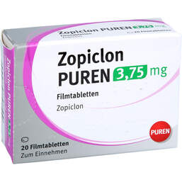 Abbildung: Zopiclon Puren 3,75 mg Filmtabletten 20 St, Filmtabletten PZN 15237191