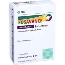 Abbildung: Fosavance 70 mg / 5.600 I.E. Tabletten 12 St, Tabletten PZN 15241442