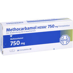 Abbildung: Methocarbamol Hexal 750 mg Filmtabletten 20 St, Filmtabletten PZN 15241608