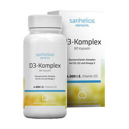 Abbildung: Sanhelios Vitamin D3 Sonnenvitamin-Komplex mit K2 Kapseln, 80 St PZN 15242909