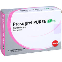 Abbildung: Prasugrel Puren 5 mg Filmtabletten 98 St, Filmtabletten PZN 15245233