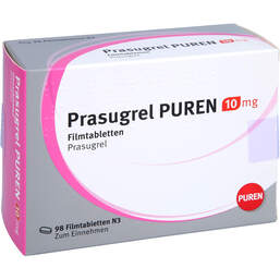 Abbildung: Prasugrel Puren 10 mg Filmtabletten 98 St, Filmtabletten PZN 15245262