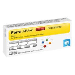 Abbildung: Ferro AIWA 100 mg Filmtabletten 20 St, Filmtabletten PZN 15250352