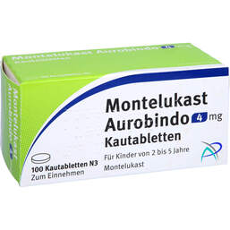Abbildung: Montelukast Aurobindo 4 mg Kautabletten 100 St, Kautabletten PZN 15255527