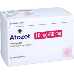 Abbildung: Atozet 10 mg / 80 mg Filmtabletten 100 St, Filmtabletten PZN 15257868