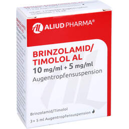 Abbildung: Brinzolamid / Timolol AL 10 + 5 mg / ml Augentropfensusp 3X5 ml, Augentropfen PZN 15258589