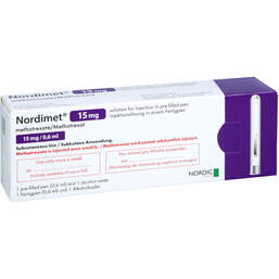 Abbildung: Nordimet 15 mg Injektionslösung in einem Fertigpen 1 St, Injektionslösung in einem Fertigpen PZN 15264443