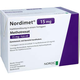 Abbildung: Nordimet 15 mg Injektionslösung in einem Fertigpen 12 St, Injektionslösung in einem Fertigpen PZN 15264472