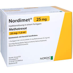 Abbildung: Nordimet 25 mg Injektionslösung in einem Fertigpen 12 St, Injektionslösung in einem Fertigpen PZN 15264650