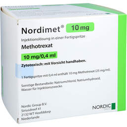 Abbildung: Nordimet 10 mg Injektionslösung in einer Fertigspritze 12 St, Fertigspritzen PZN 15264762