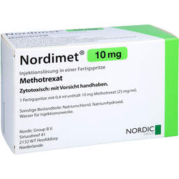 Abbildung: Nordimet 10 mg Injektionslösung in einer Fertigspritze 4 St, Fertigspritzen PZN 15264779