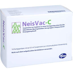 Abbildung: Neisvac-C Injektionssuspension in einer Fertigspritze 10X0.5 ml, Injektionssuspension PZN 15266229