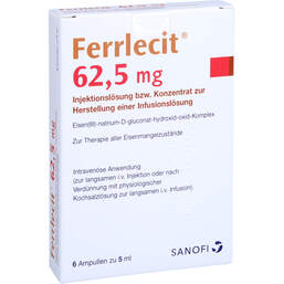 Abbildung: Ferrlecit 62,5 mg Ampullen 6X5 ml, Ampullen PZN 15266436