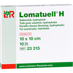 Abbildung: Lomatuell H Salbentüll 10x10 cm steril 10 St, Verband PZN 15267358