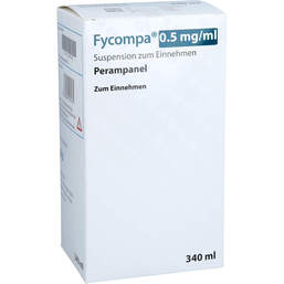 Abbildung: Fycompa 0,5 mg / ml Suspension zum Einnehmen 340 ml, Suspension zum Einnehmen PZN 15269340